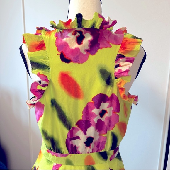 ANDREW MARC Bright Floral V-Neck Dress - Picture 2 of 9